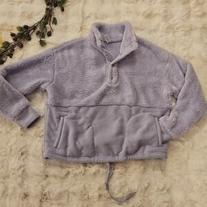 Motion Cozy Lavender Fleece Pullover Womens M Boxy Cropped Activewear Athleisure